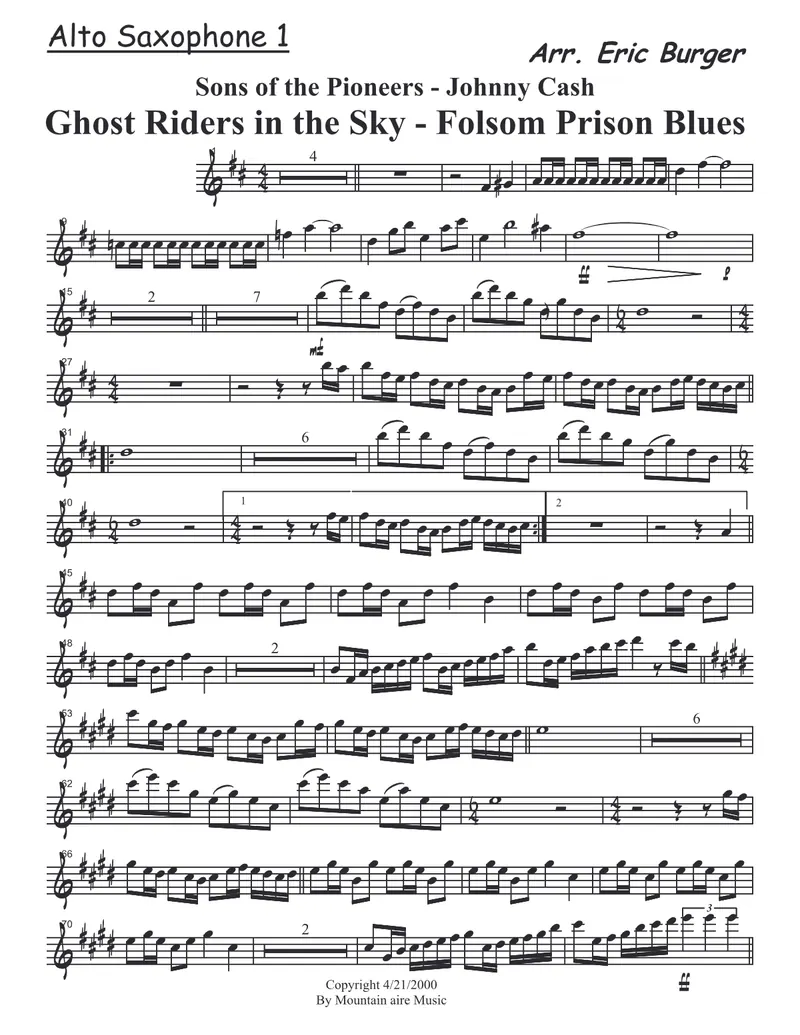 Ghost Riders In The Sky score preview