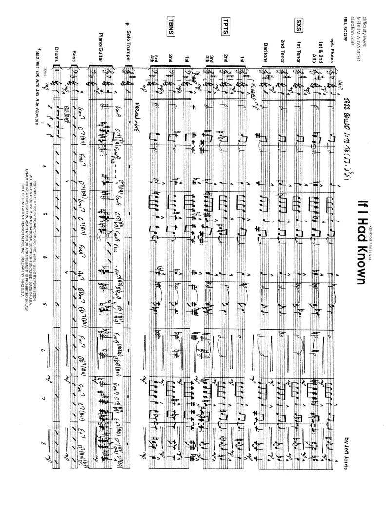 If I Had Known score preview