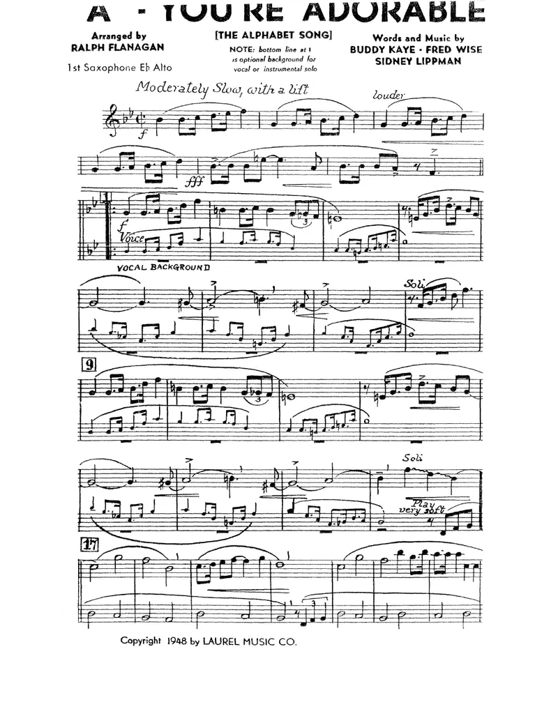 A-You're Adorable score preview