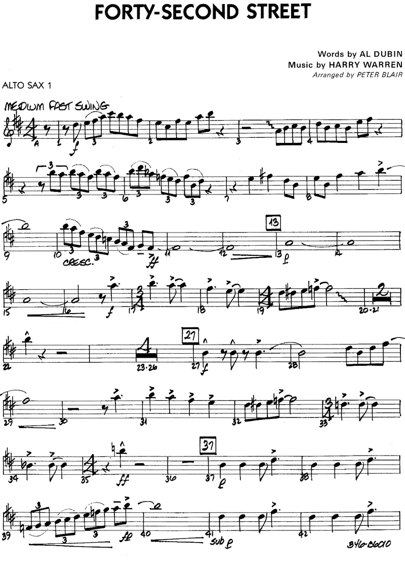 Forty Second Street score preview