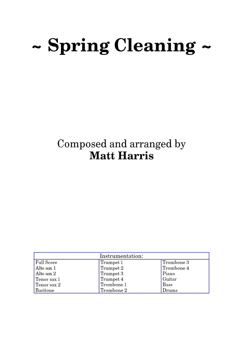 Spring Cleaning score preview