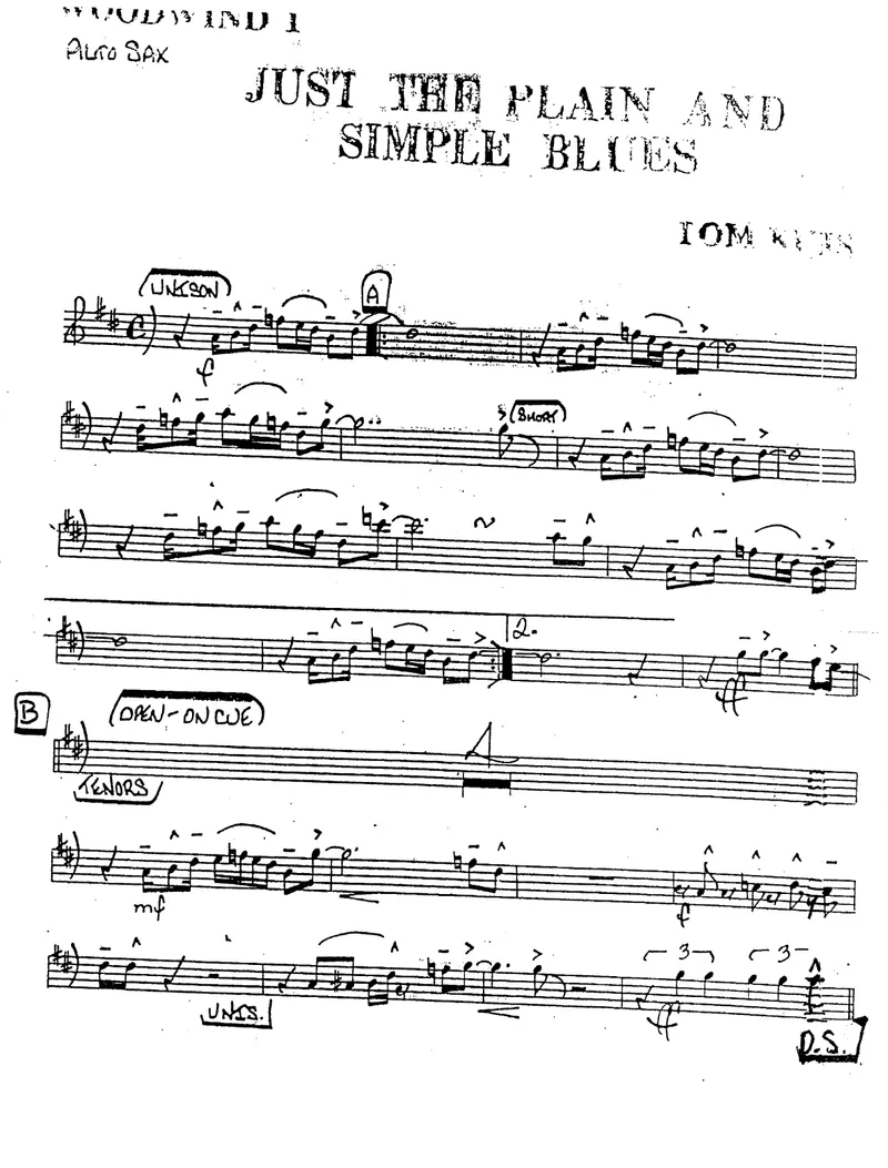 Just The Plain And Simple Blues score preview