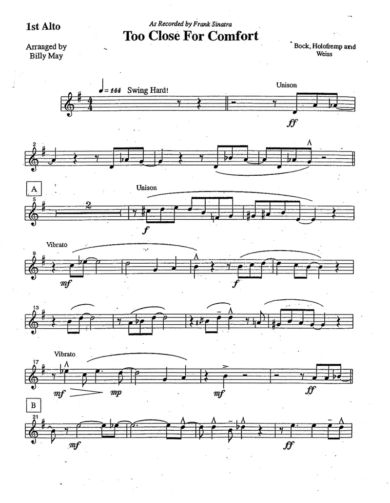 Too Close For Comfort score preview