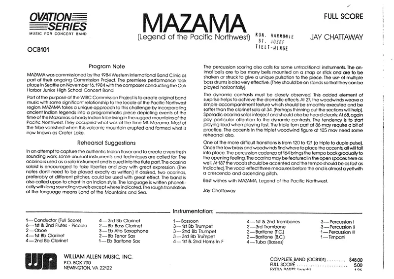 Mazama score preview