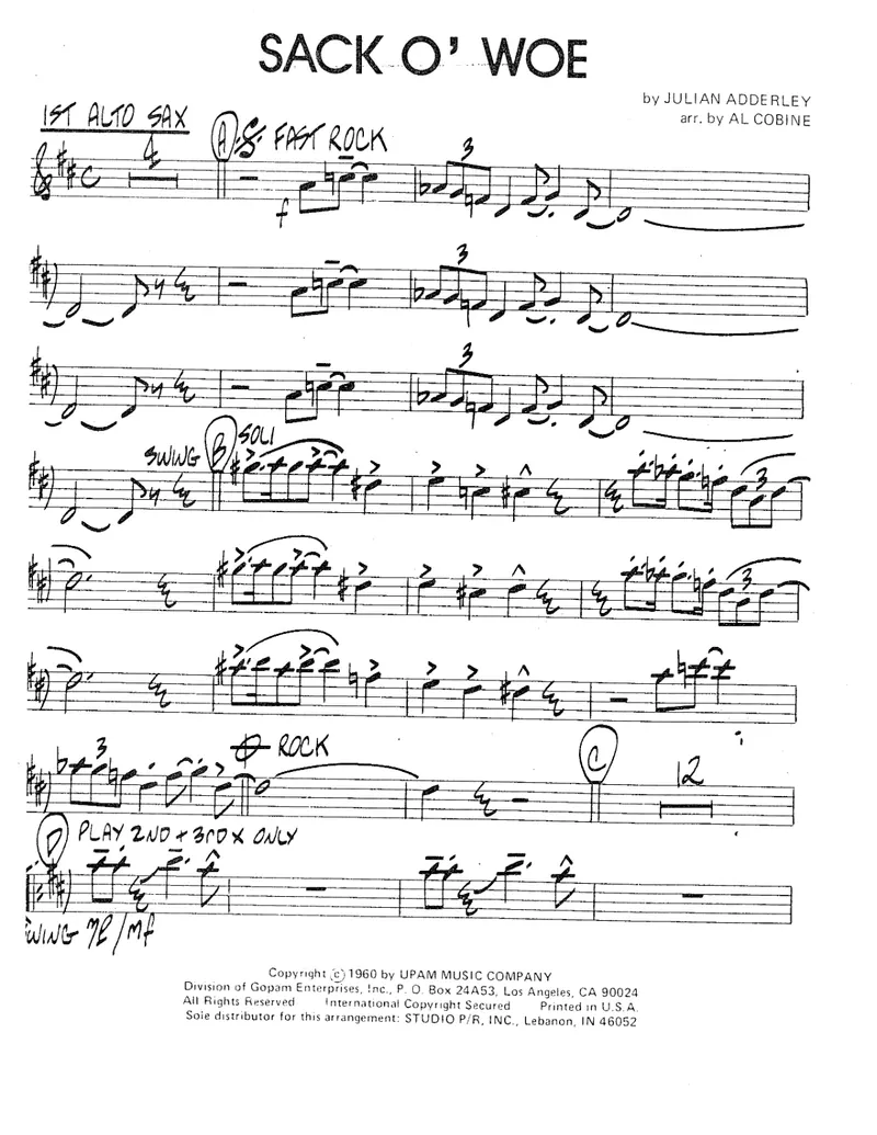 Sack O' Woe (Al Cobine) J.Adderley score preview