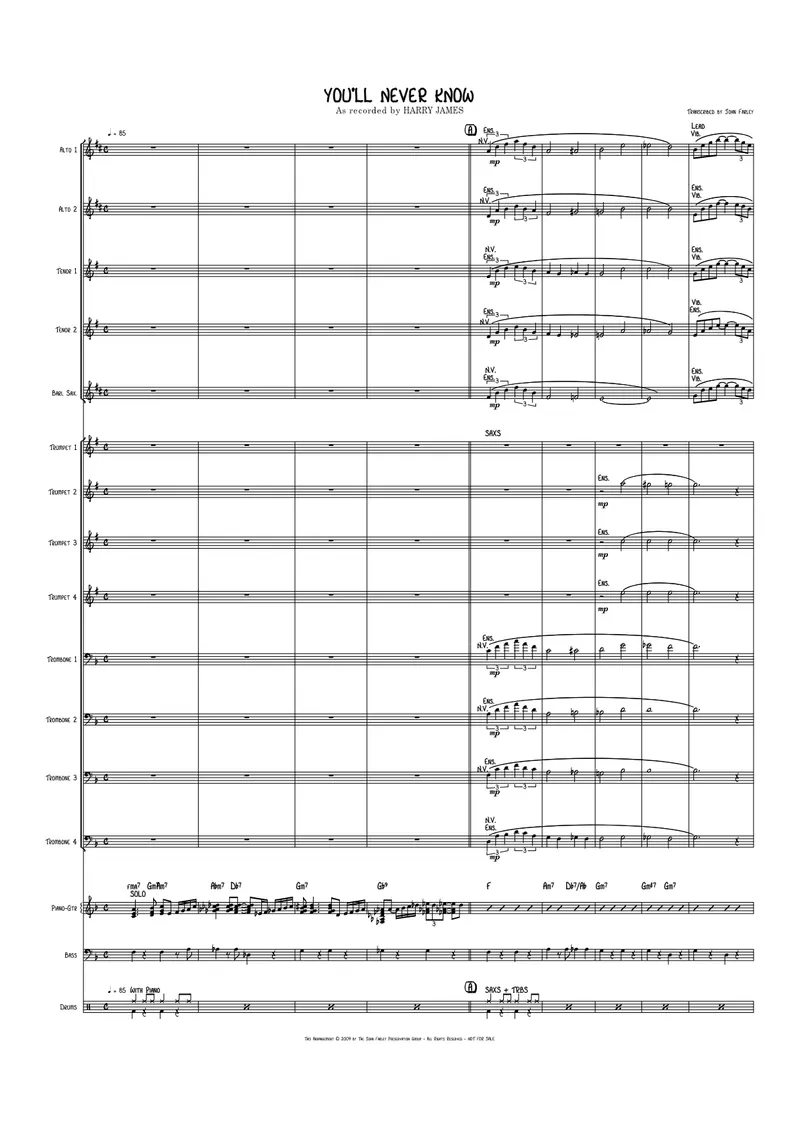 You'll Never Know score preview