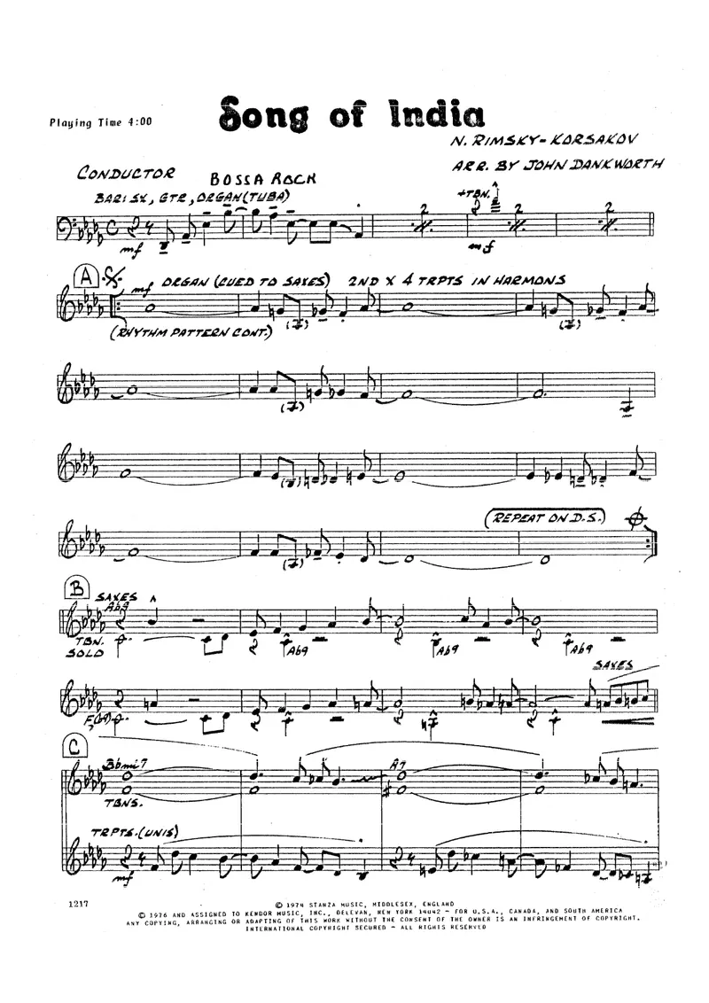 Song Of India score preview