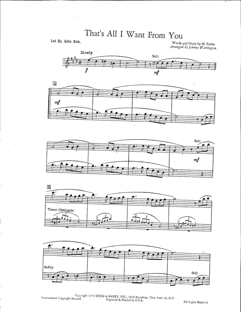 Thats All I Want From You score preview