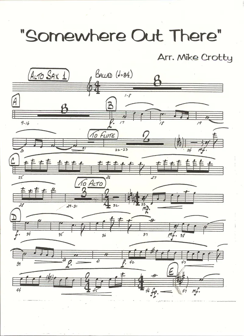 Somewhere Out There score preview