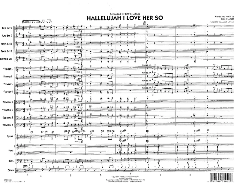 Hallelujah I Love Her So score preview