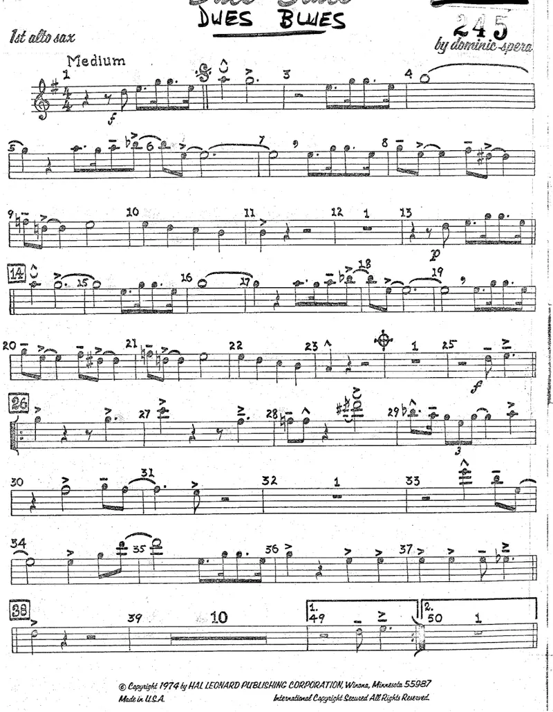 Dues Blues score preview