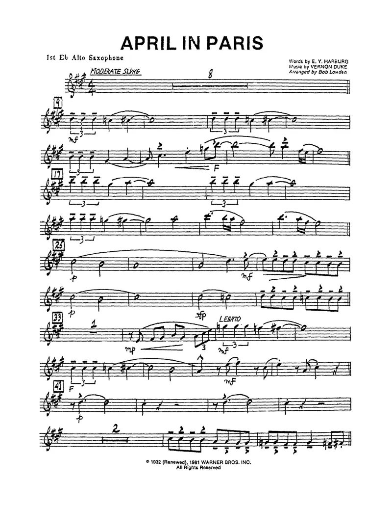 April In Paris score preview