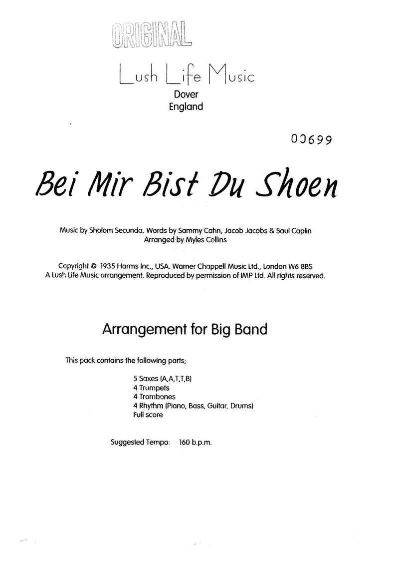 Bei Mir Bist Du Schoen score preview