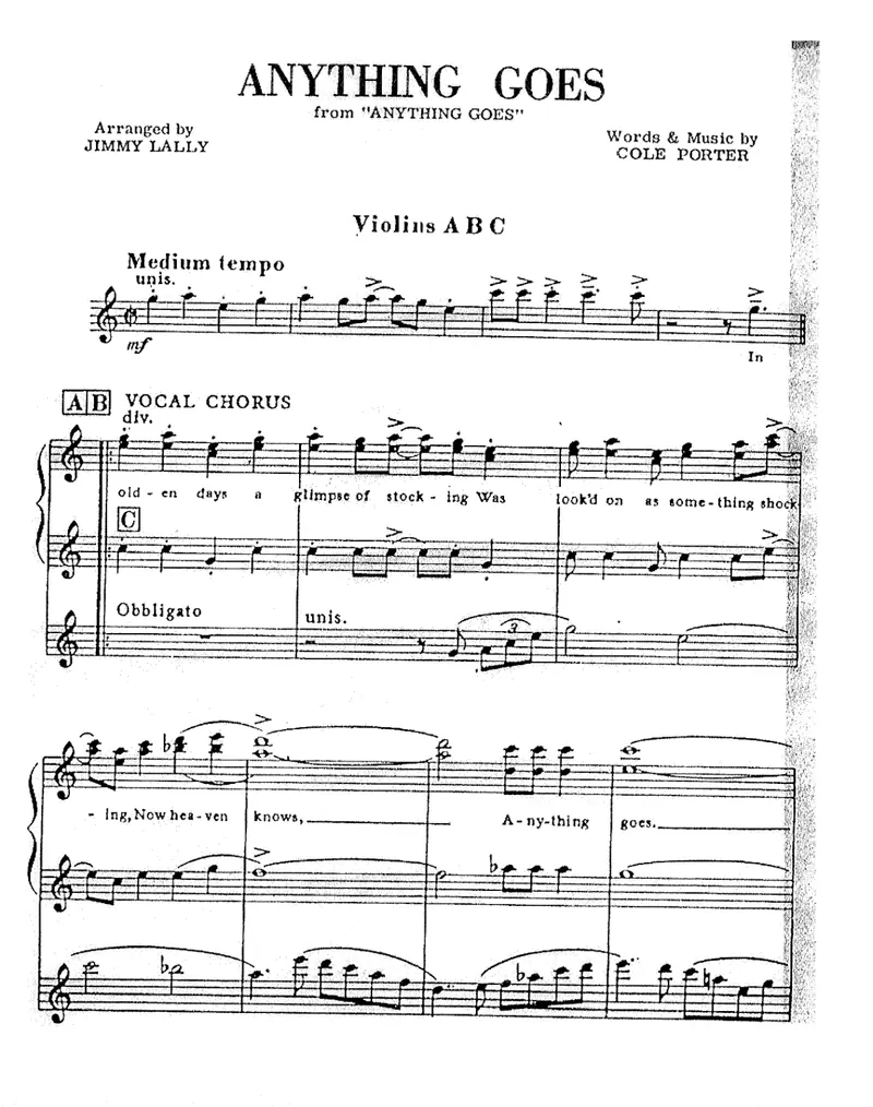 Anything Goes score preview