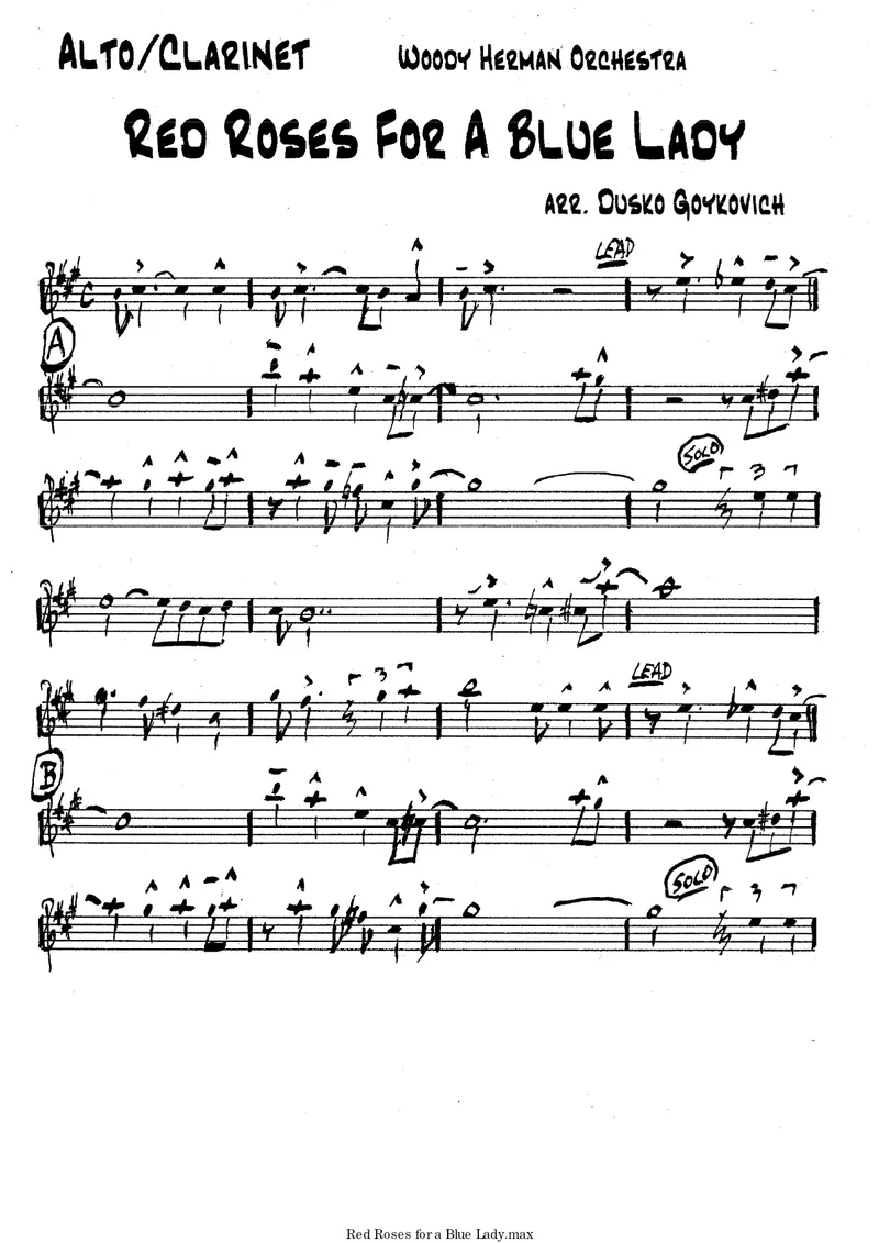Red Roses For A Blue Lady score preview