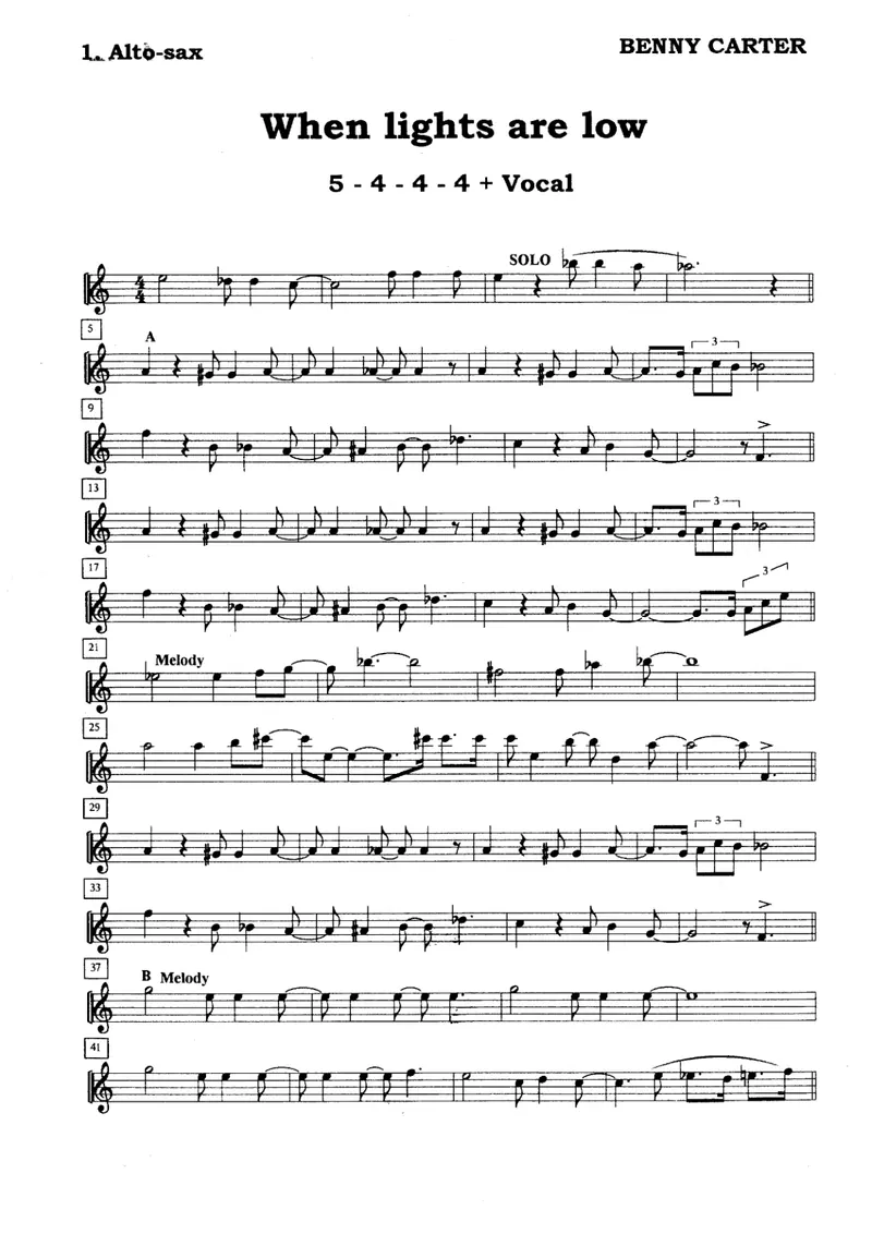 When Lights Are Low score preview