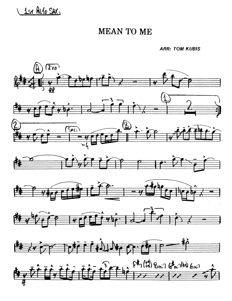 Mean To Me score preview