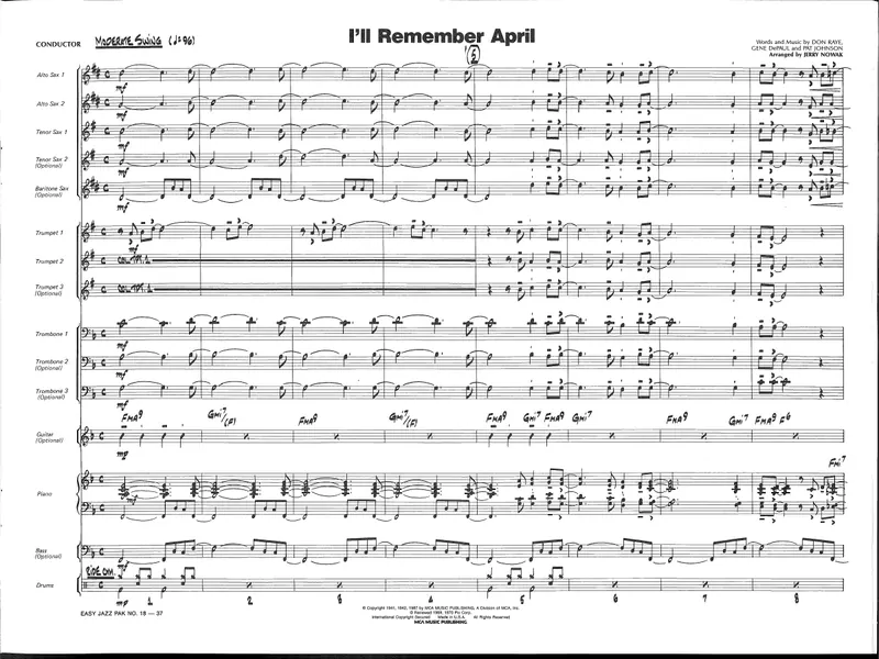 I'll Remember April score preview