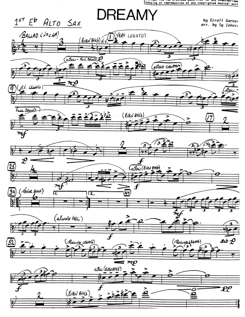 Dreamy (Sy Johnson) Ballad score preview