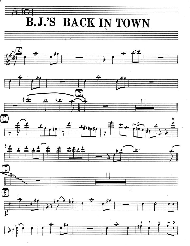 BJ's Back In Town score preview
