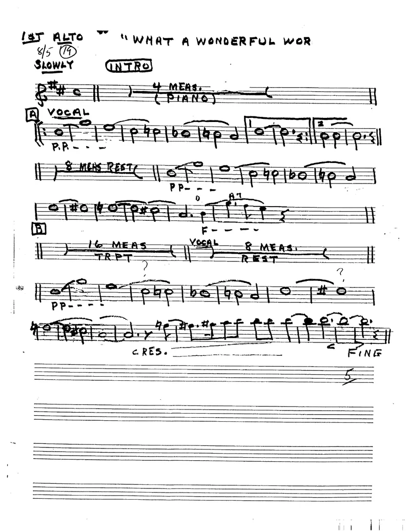 What A Wonderful World vocal F score preview