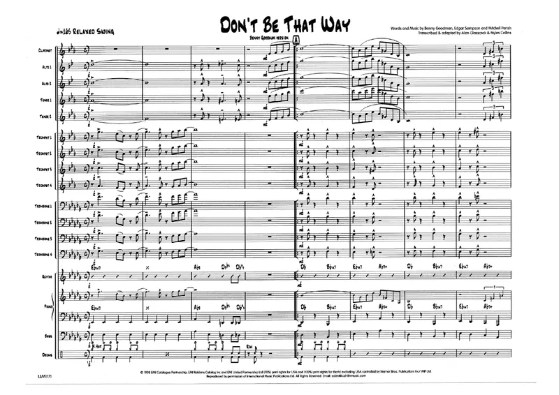 Don't Be That Way score preview
