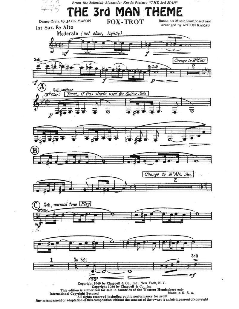 The 3rd Man Theme score preview