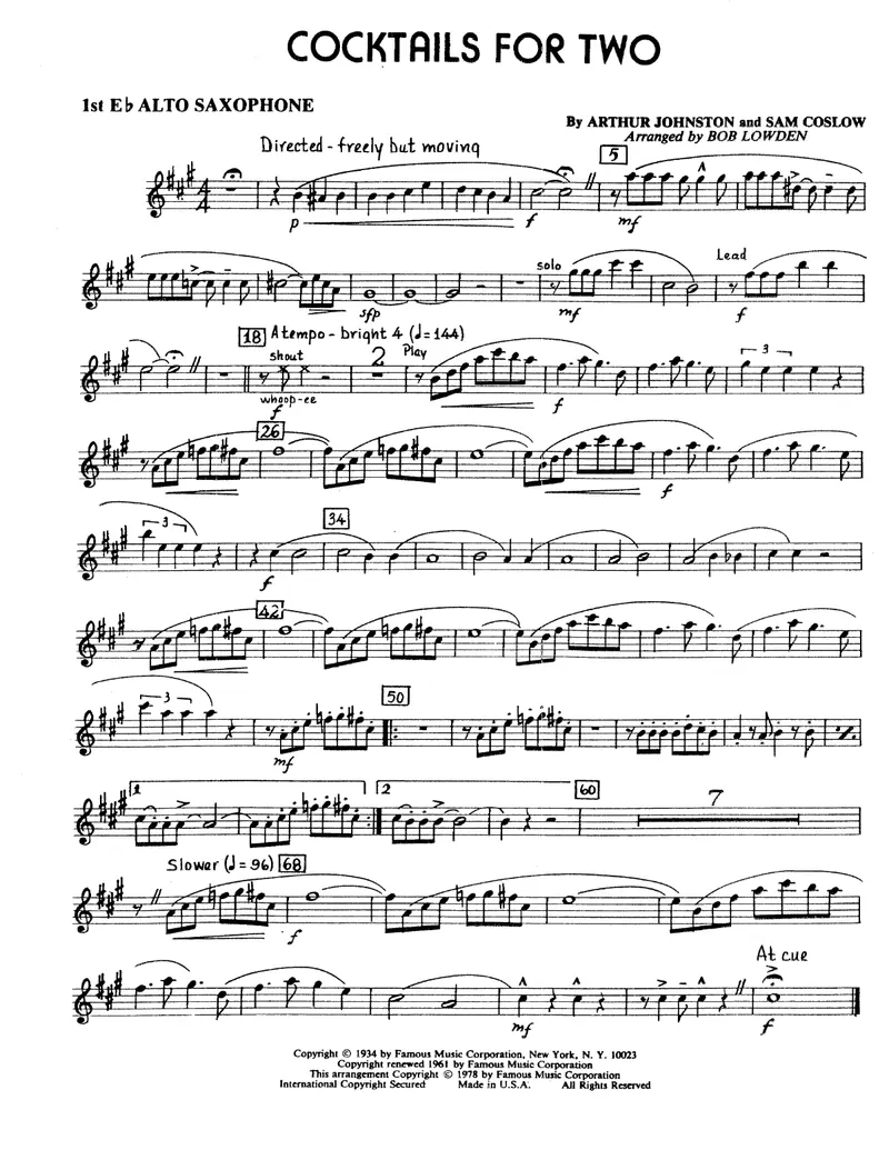Cocktails For Two score preview