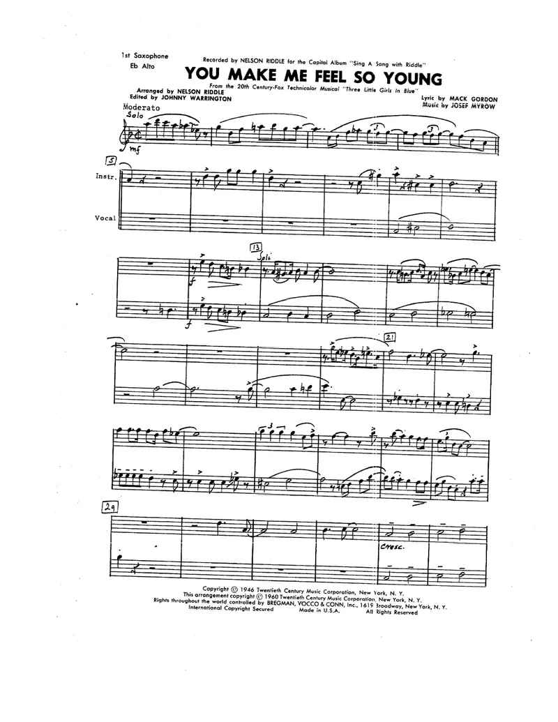You Make Me Feel So Young score preview