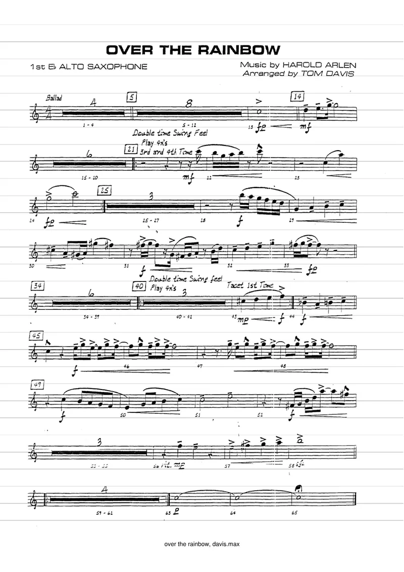 Over The Rainbow score preview