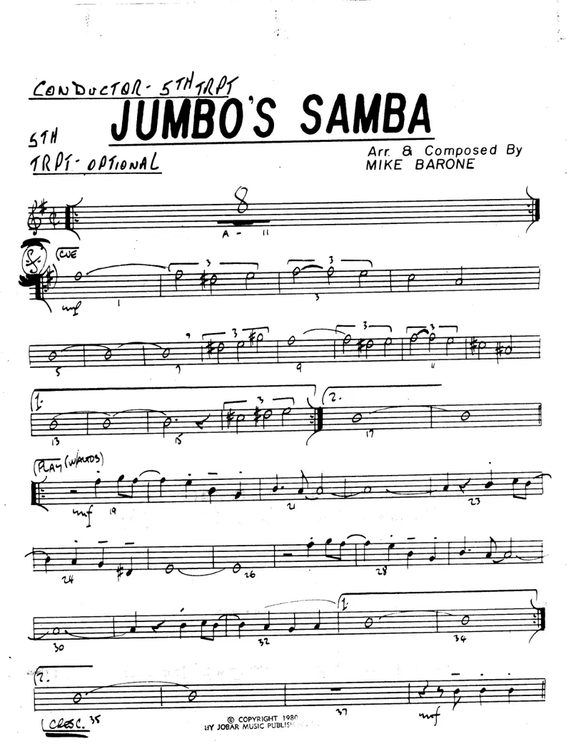 Jumbo's Samba score preview