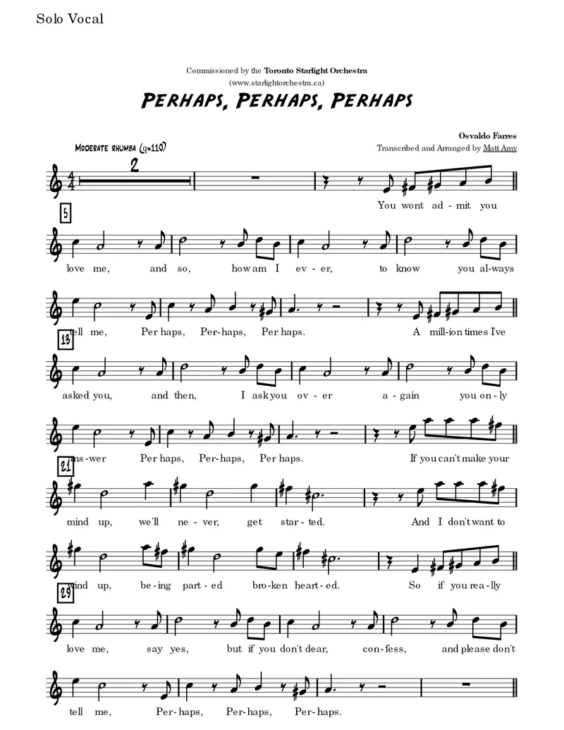 Perhaps, Perhaps, Perhaps score preview