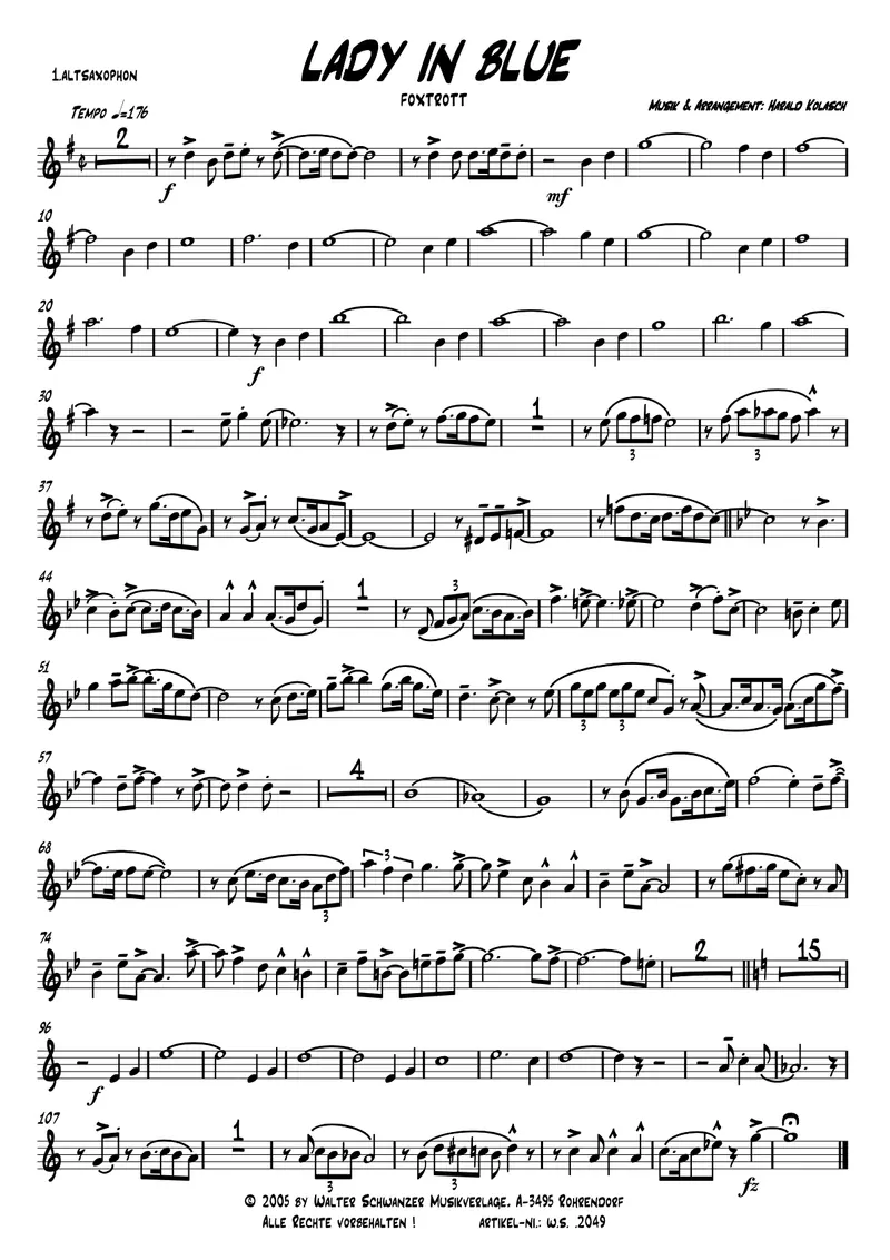 Lady In Blue score preview