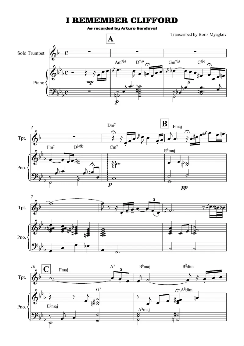 I remember Clifford (Duet Sandoval B.Myagkov) score preview