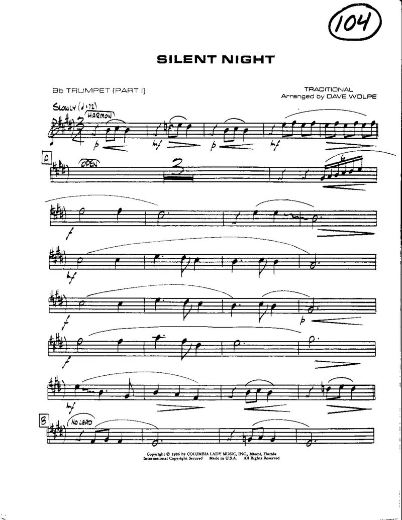 Silent Night score preview