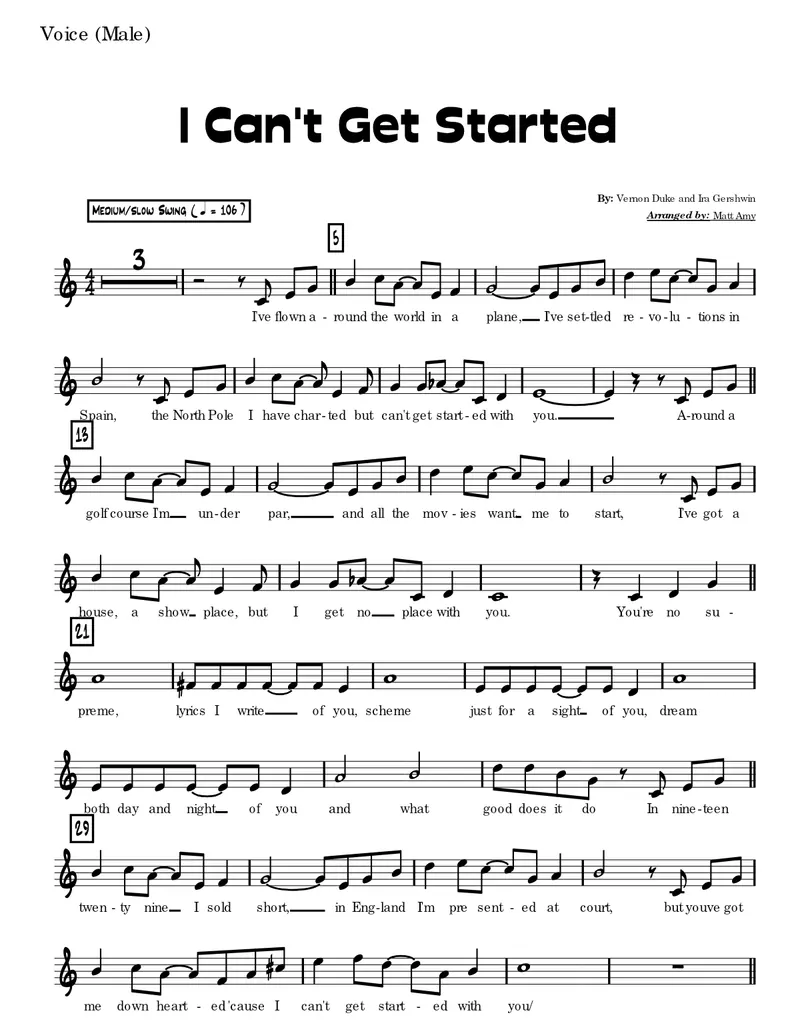 I Can't Get Started score preview