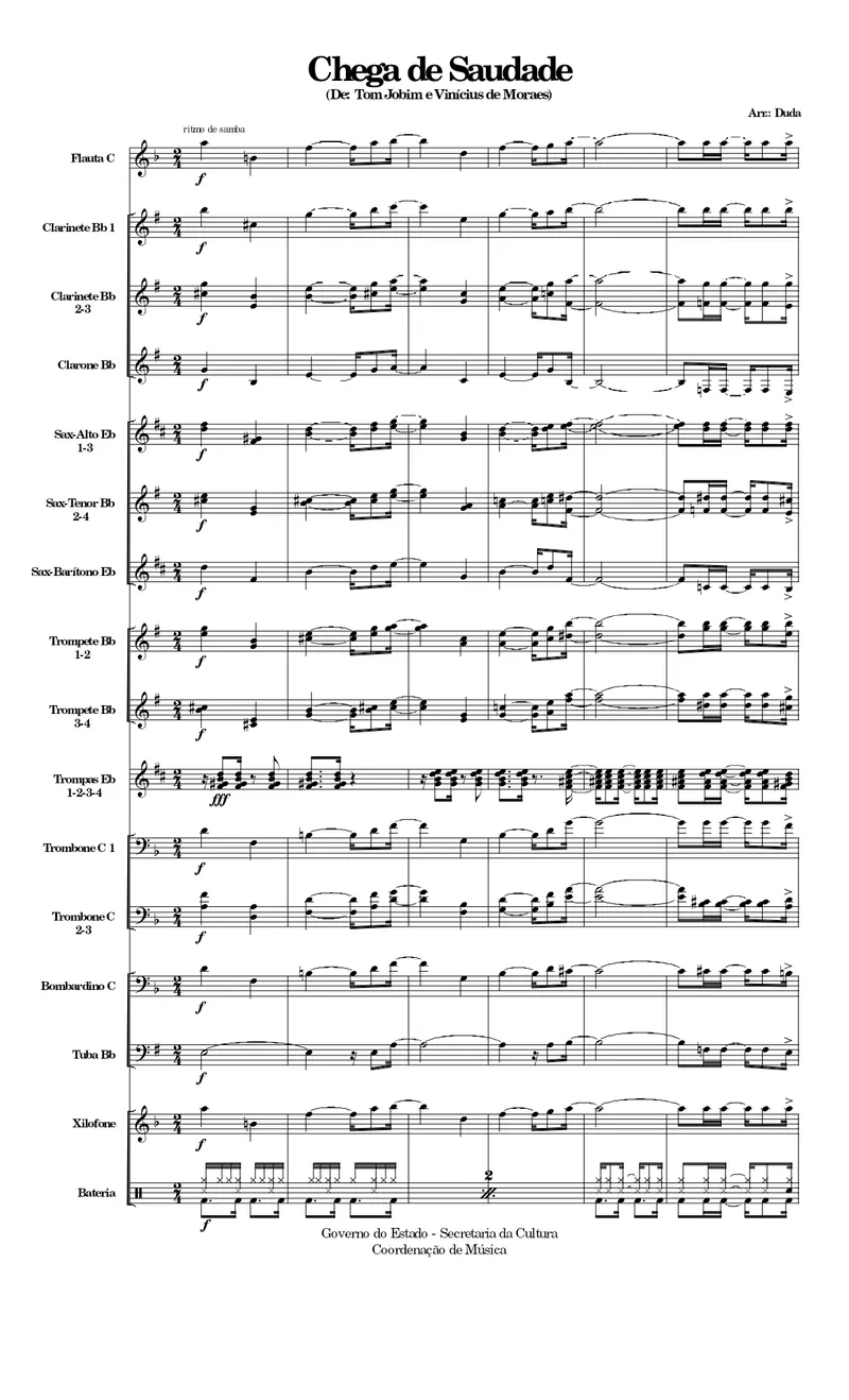 Chega De Saudade score preview