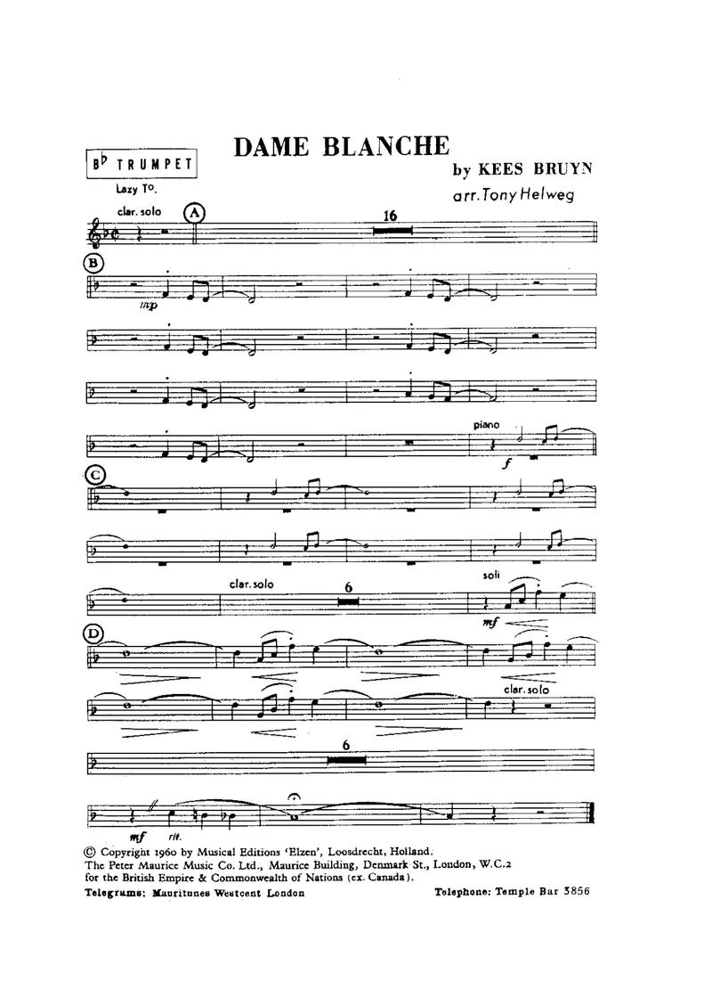Dame Blanche score preview