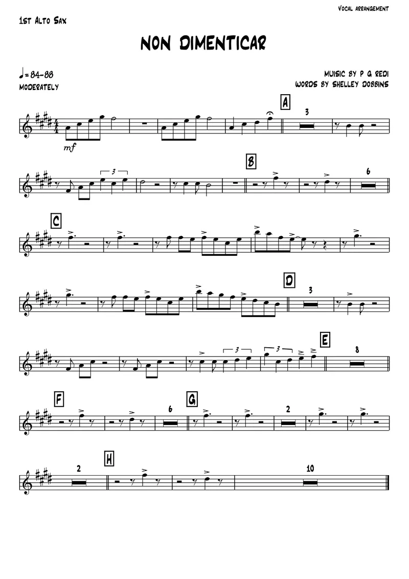 Non Dimenticar (Vocal) N.K.Cole score preview