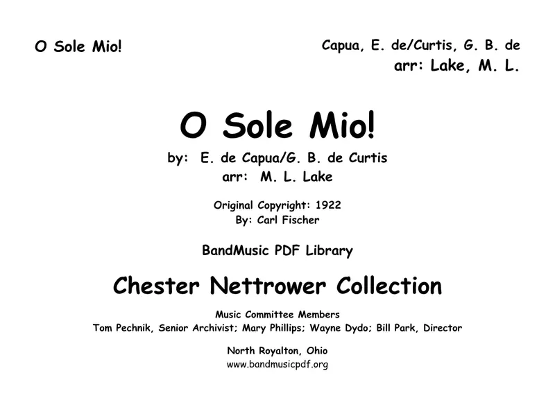 O'Sole Mio score preview