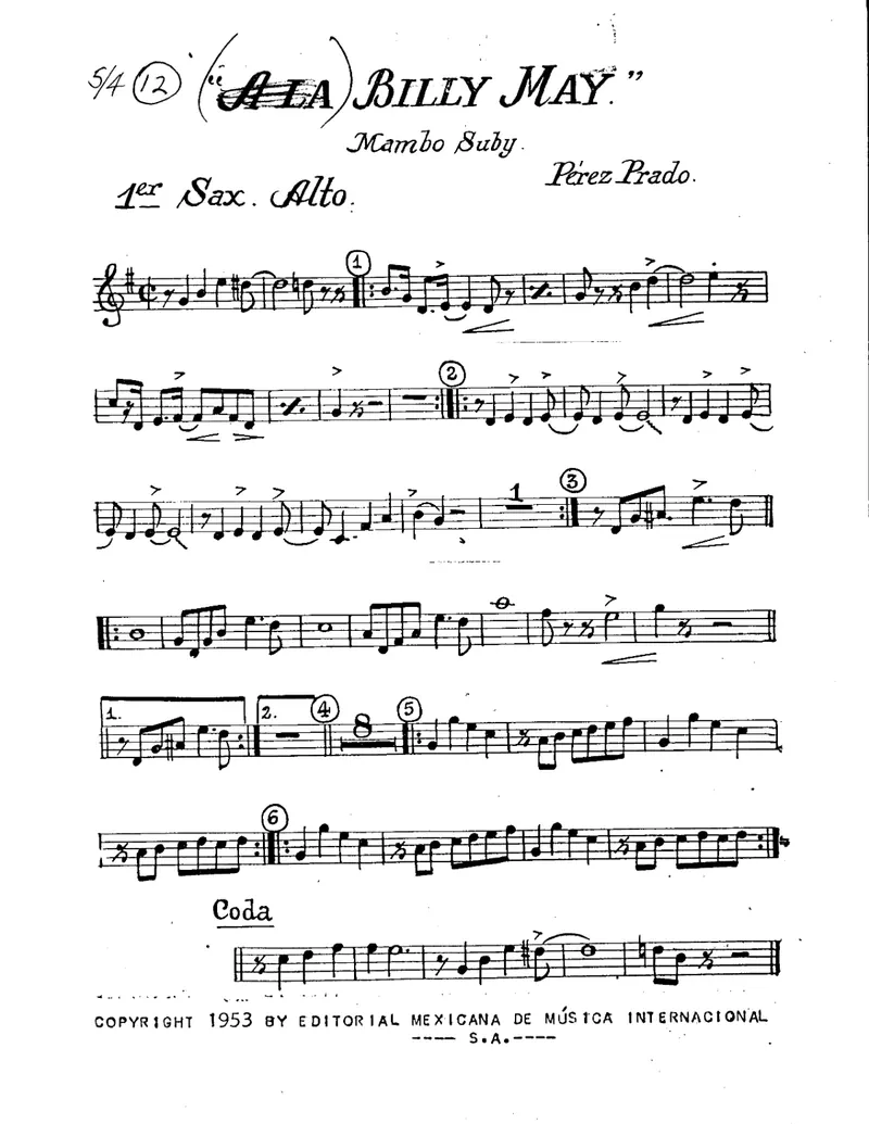 Billy May Mambo score preview