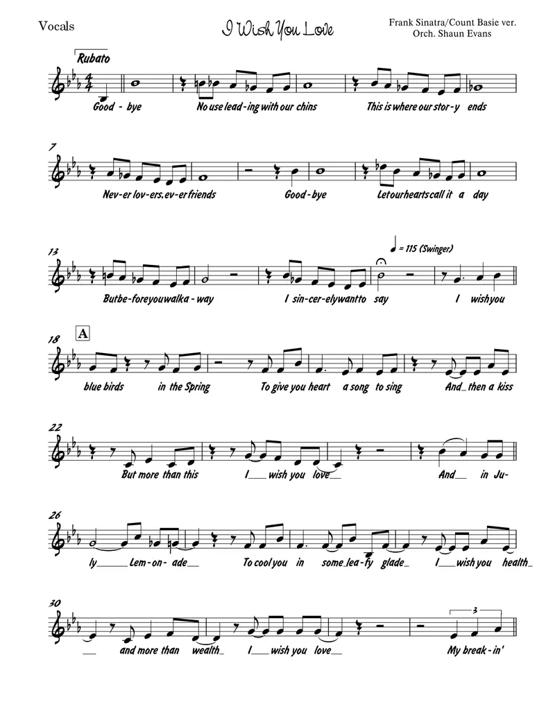 I Wish You Love score preview