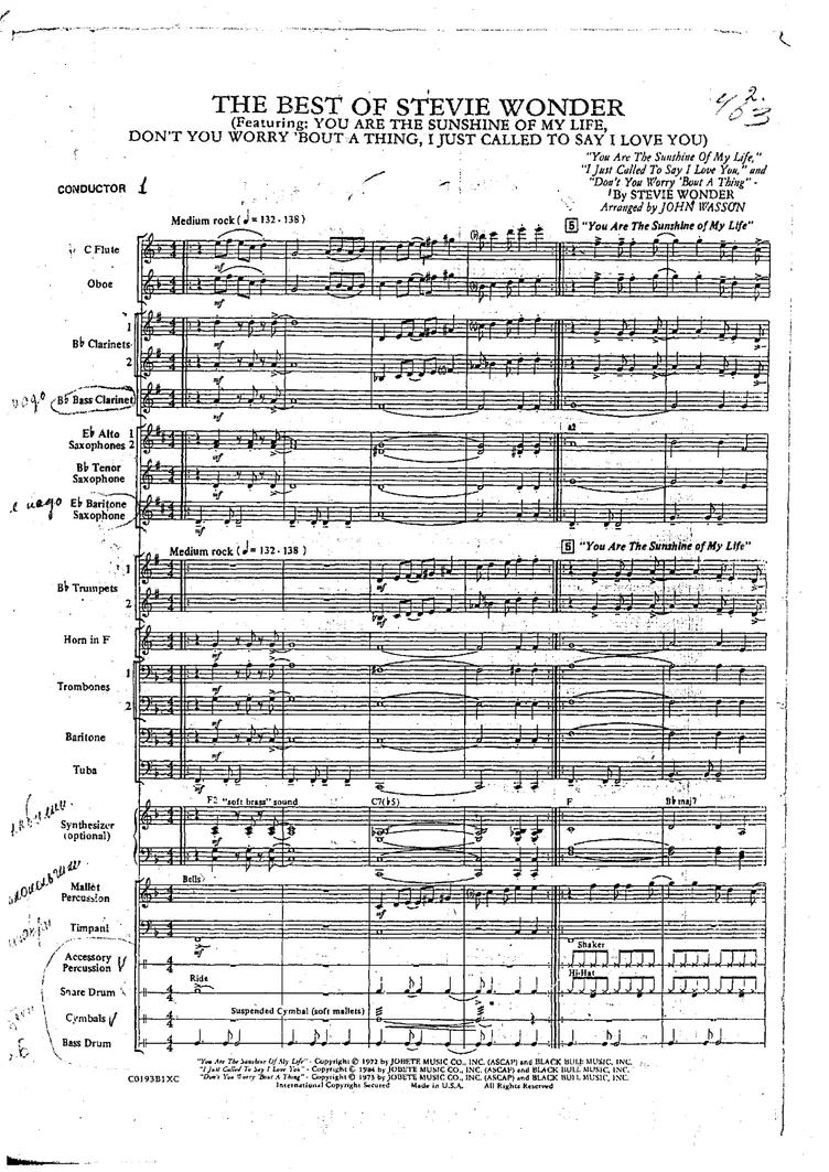 The Best Of Stevie Wonder score preview