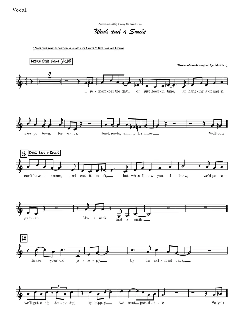 A Wink And A Smile score preview