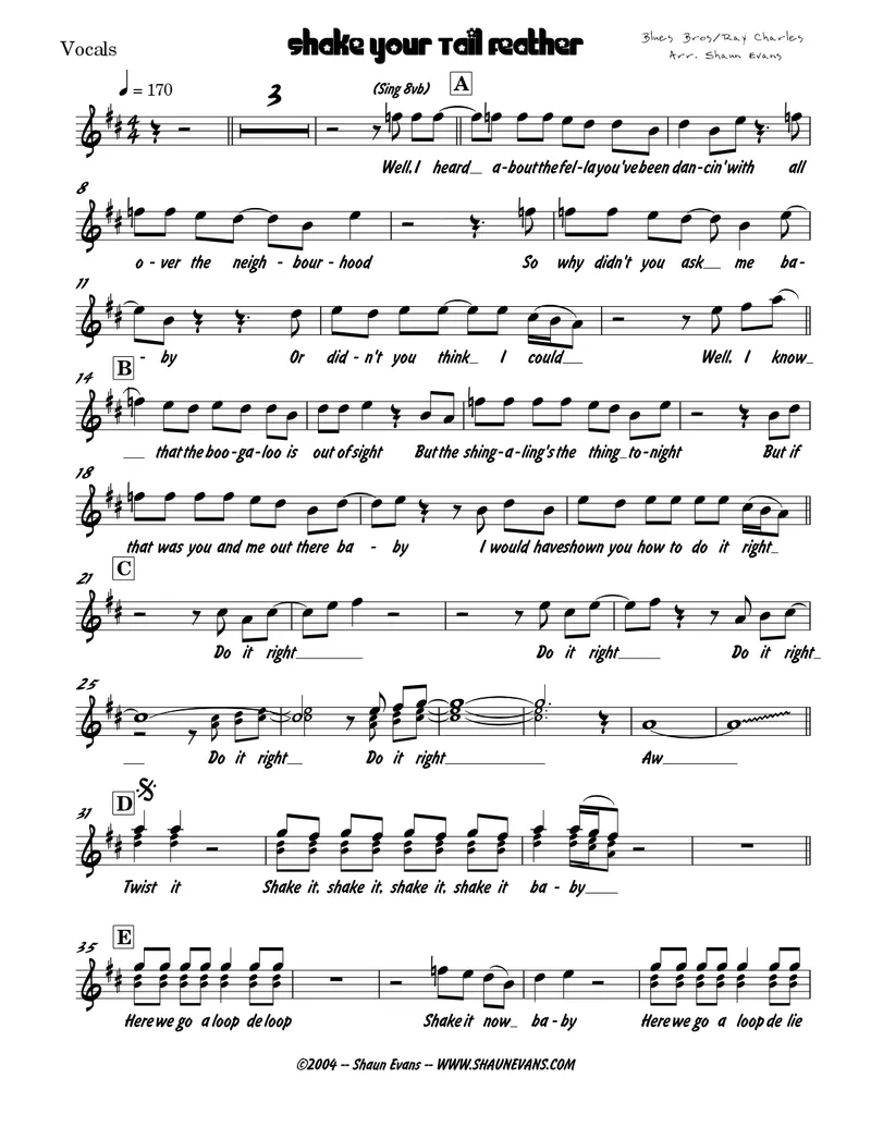 Shake A Tail Feather score preview