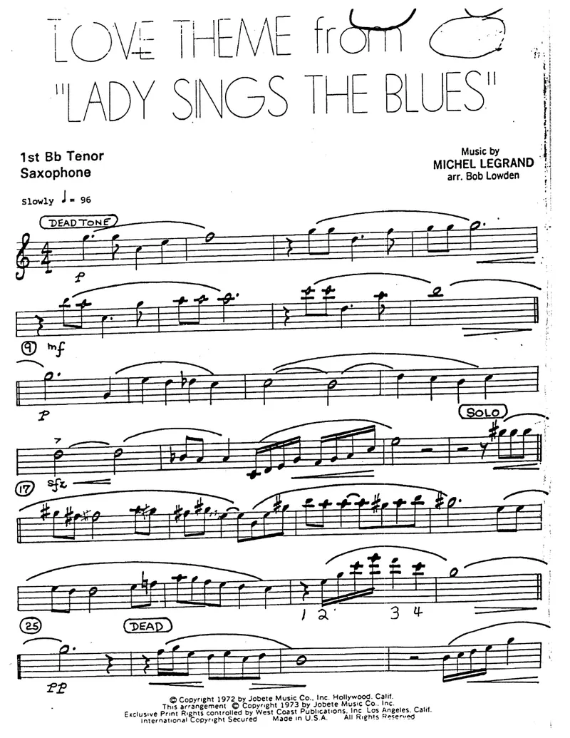 Love Theme From Lady Sings The Blues score preview