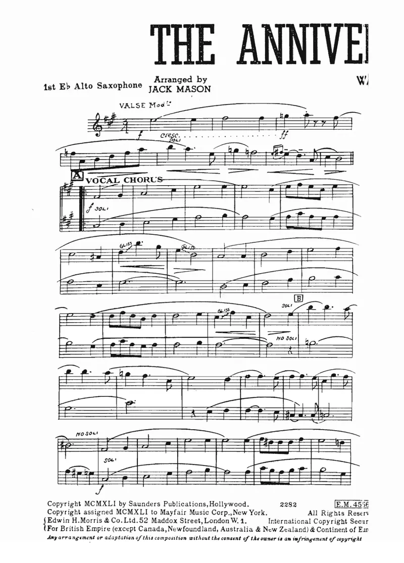 The Anniversary Waltz score preview