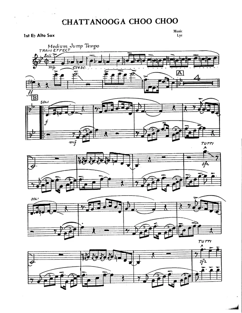 Chattanooga Choo Choo score preview