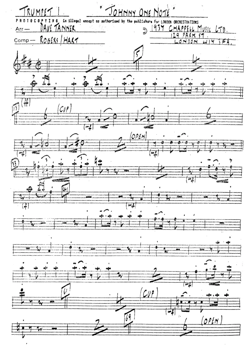 Johnny One Note score preview