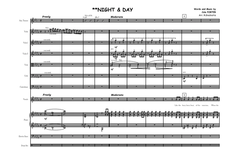 Night And Day (Rimantas Giedraitis) Vocal and String Group score preview